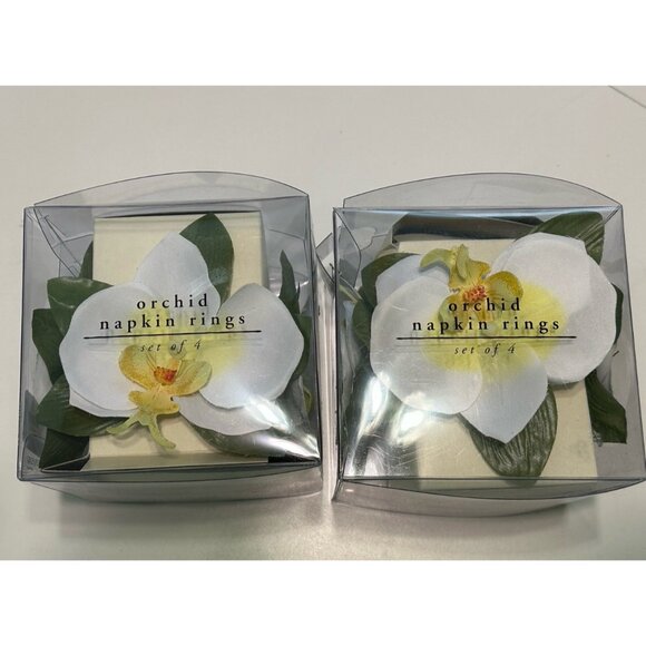 8 - PIER 1  ORCHID Napkin Rings Dinner Party Floral Table Decor Wedding - Picture 1 of 4